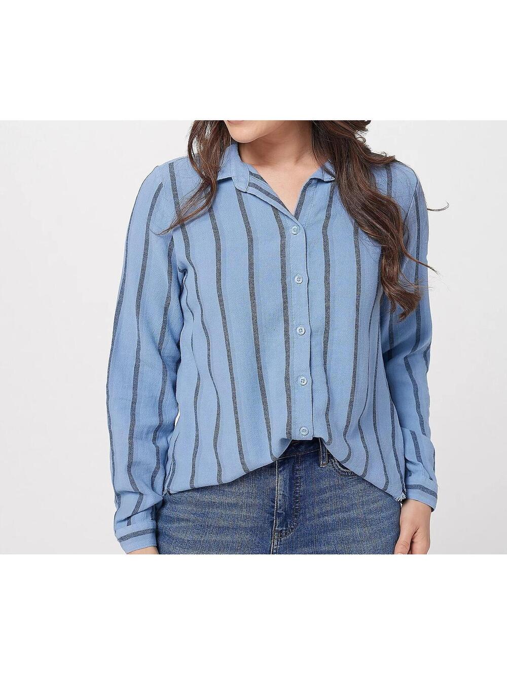 3064 Side Stitch Timeless Textured Stripe Button Down Shirt STEEL BLUE sz L